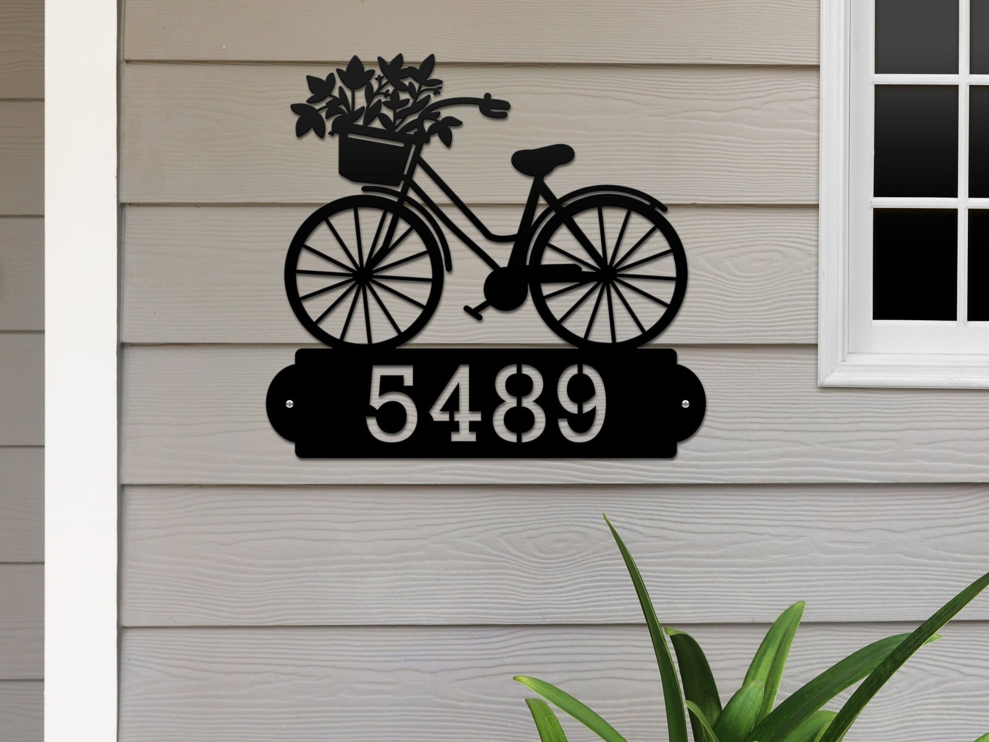 Personalized Bicycle Modern Address Sign – Custom Metal House Numbers – Weather - Resistant Outdoor Address Signs for Home Décor & Housewarming Gift - HouseSensationsArt