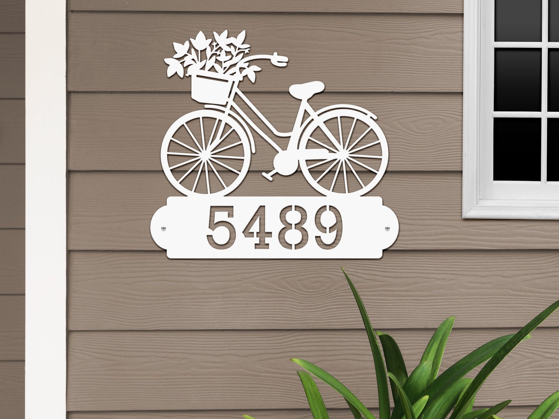 Personalized Bicycle Modern Address Sign – Custom Metal House Numbers – Weather - Resistant Outdoor Address Signs for Home Décor & Housewarming Gift - HouseSensationsArt