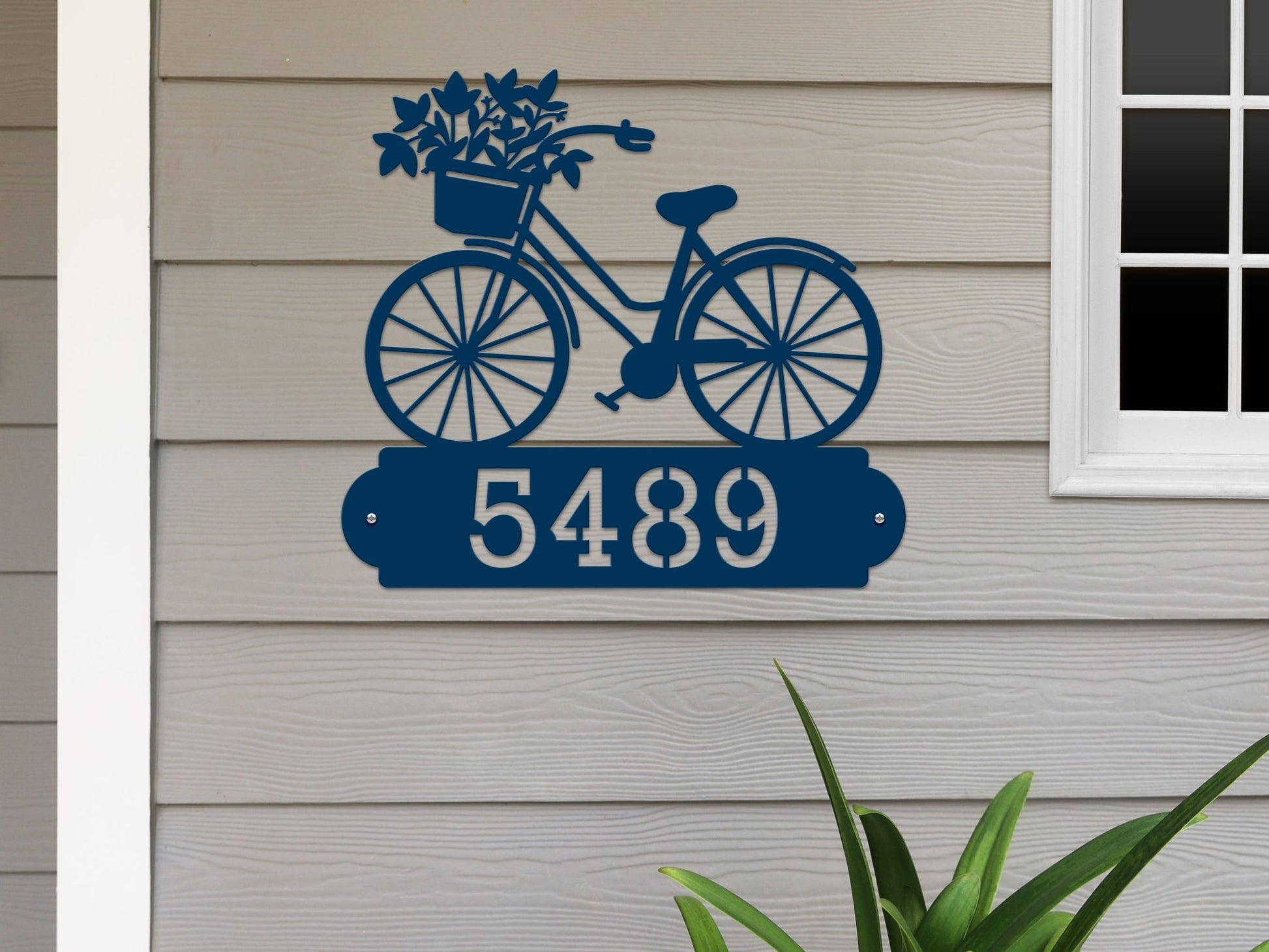 Personalized Bicycle Modern Address Sign – Custom Metal House Numbers – Weather - Resistant Outdoor Address Signs for Home Décor & Housewarming Gift - HouseSensationsArt