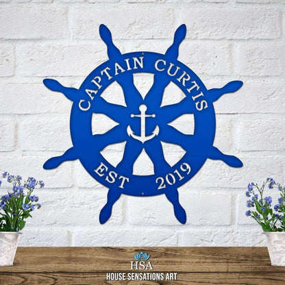 Personalized Captain's Wheel & Anchor Sign – Custom Street Numbers Sign – Weather - Resistant Outdoor Address Signs for Home Décor & Housewarming Gift - HouseSensationsArt