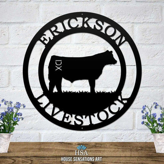 Personalized Cattle Brand Metal Farm Sign - Custom Metal House Number Plaque - Perfect for Outdoor Decor in Gardens, Yards, or Farms - Ideal Housewarming Gift for Animal Lovers - HouseSensationsArt