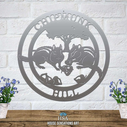 Personalized Chipmunk Sign - Custom Metal House Number Plaque - Perfect for Outdoor Decor in Gardens, Yards, or Farms - Ideal Housewarming Gift for Animal Lovers - HouseSensationsArt
