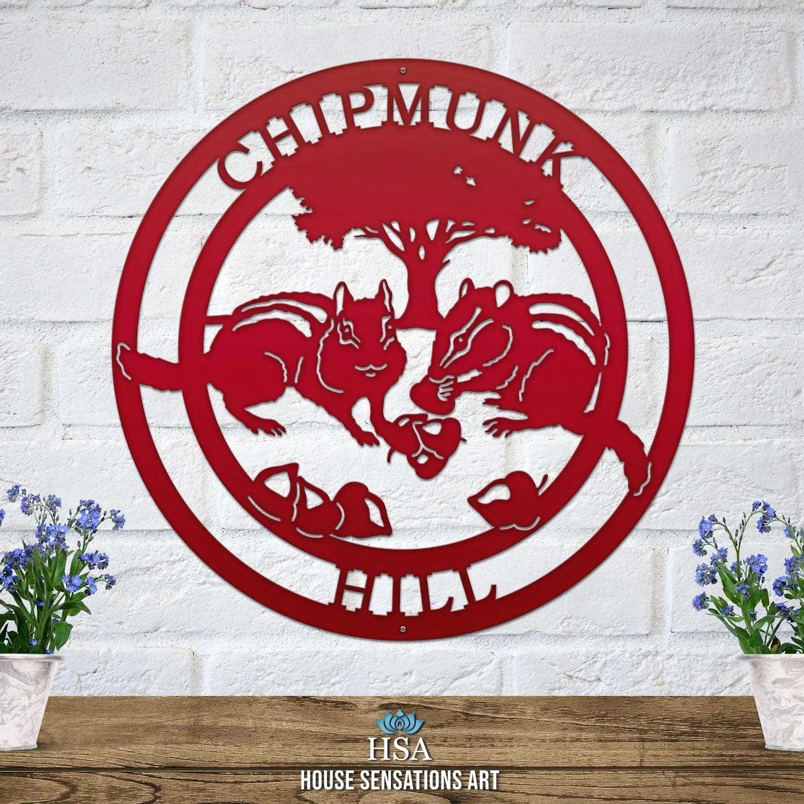Personalized Chipmunk Sign - Custom Metal House Number Plaque - Perfect for Outdoor Decor in Gardens, Yards, or Farms - Ideal Housewarming Gift for Animal Lovers - HouseSensationsArt