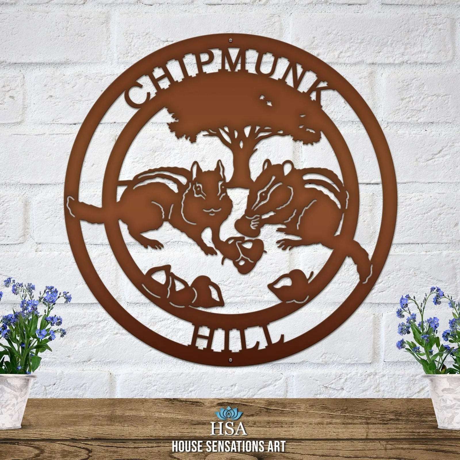 Personalized Chipmunk Sign - Custom Metal House Number Plaque - Perfect for Outdoor Decor in Gardens, Yards, or Farms - Ideal Housewarming Gift for Animal Lovers - HouseSensationsArt