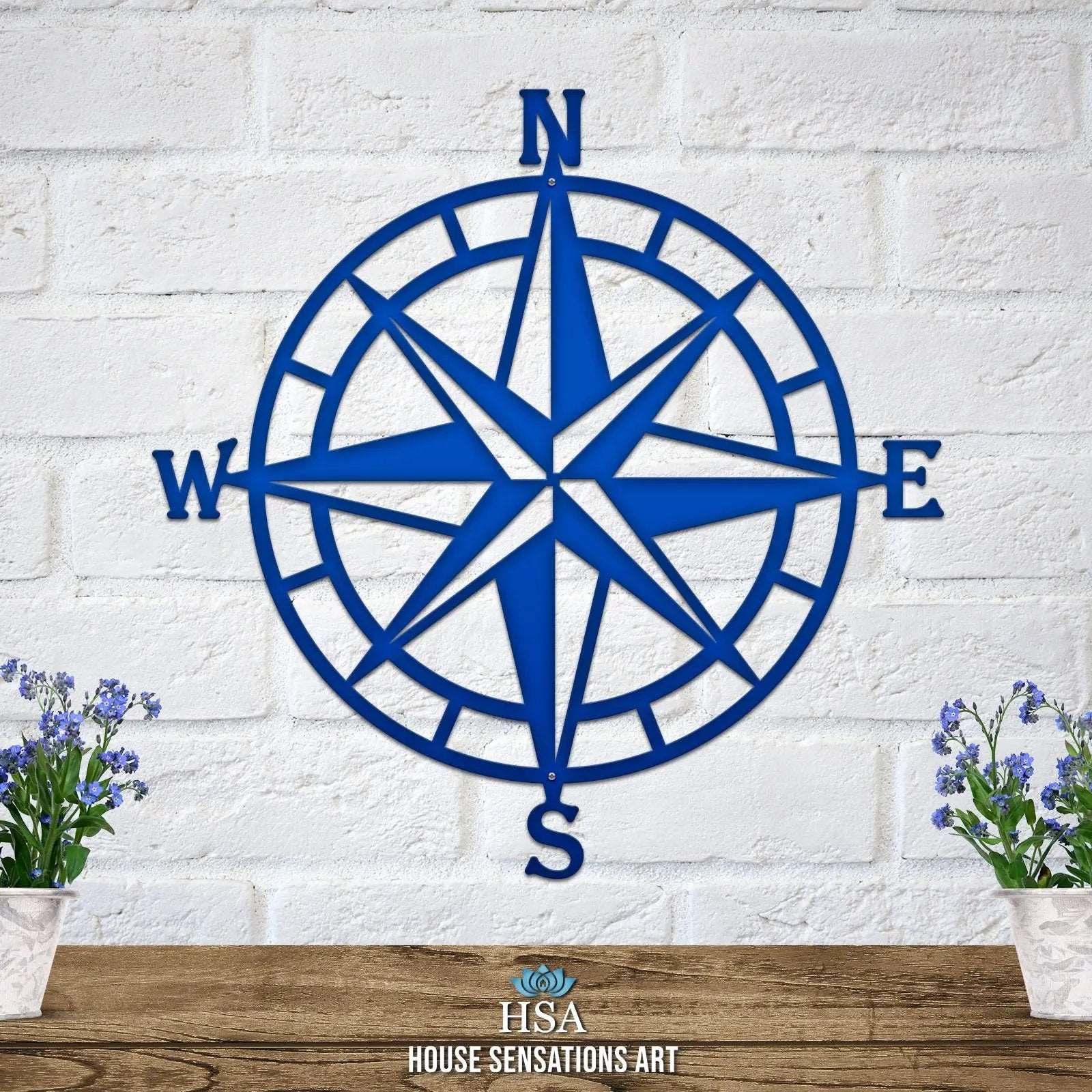 Personalized Compass Rose Metal Art for Garden & Home Decor - HouseSensationsArt