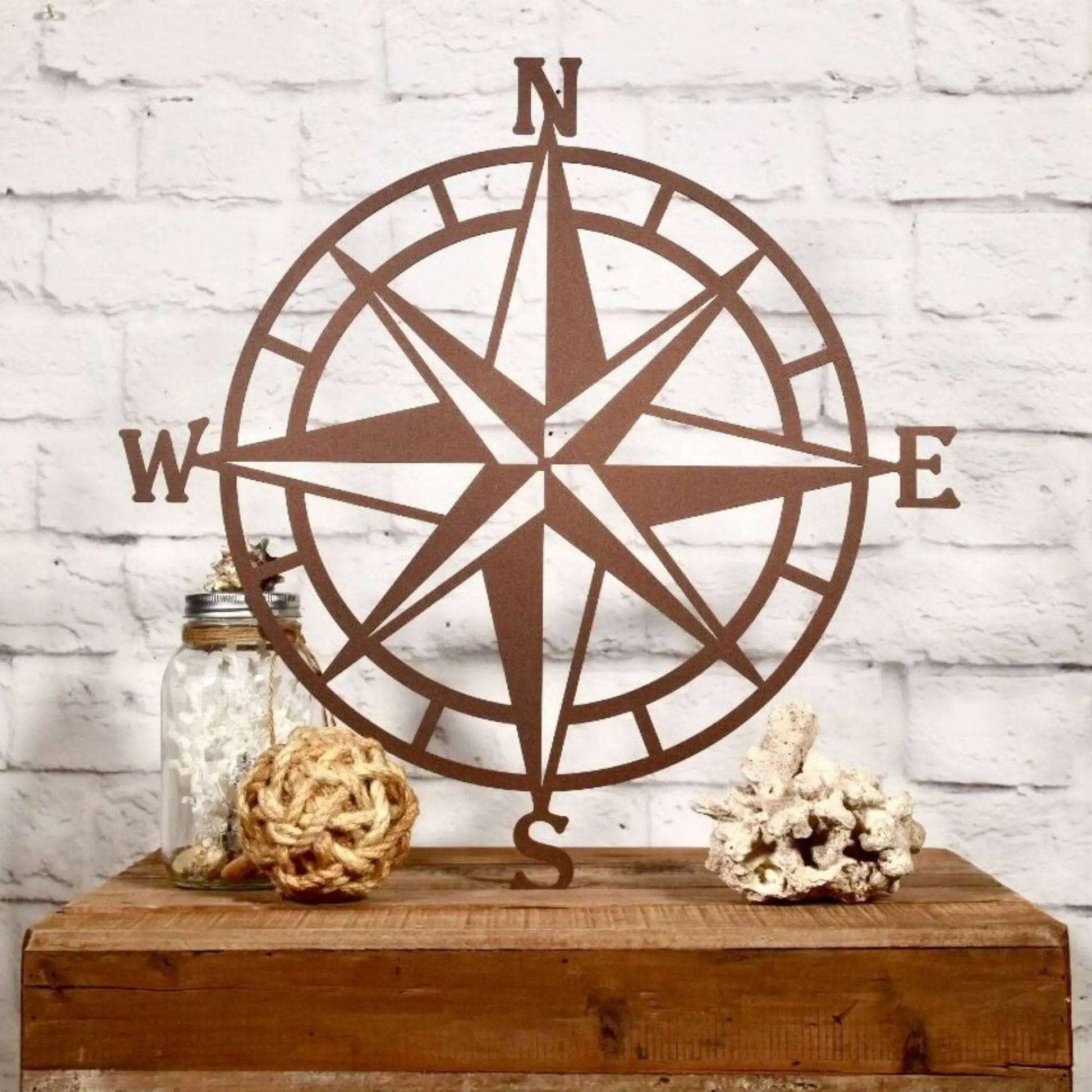 Personalized Compass Rose Metal Art for Garden & Home Decor - HouseSensationsArt