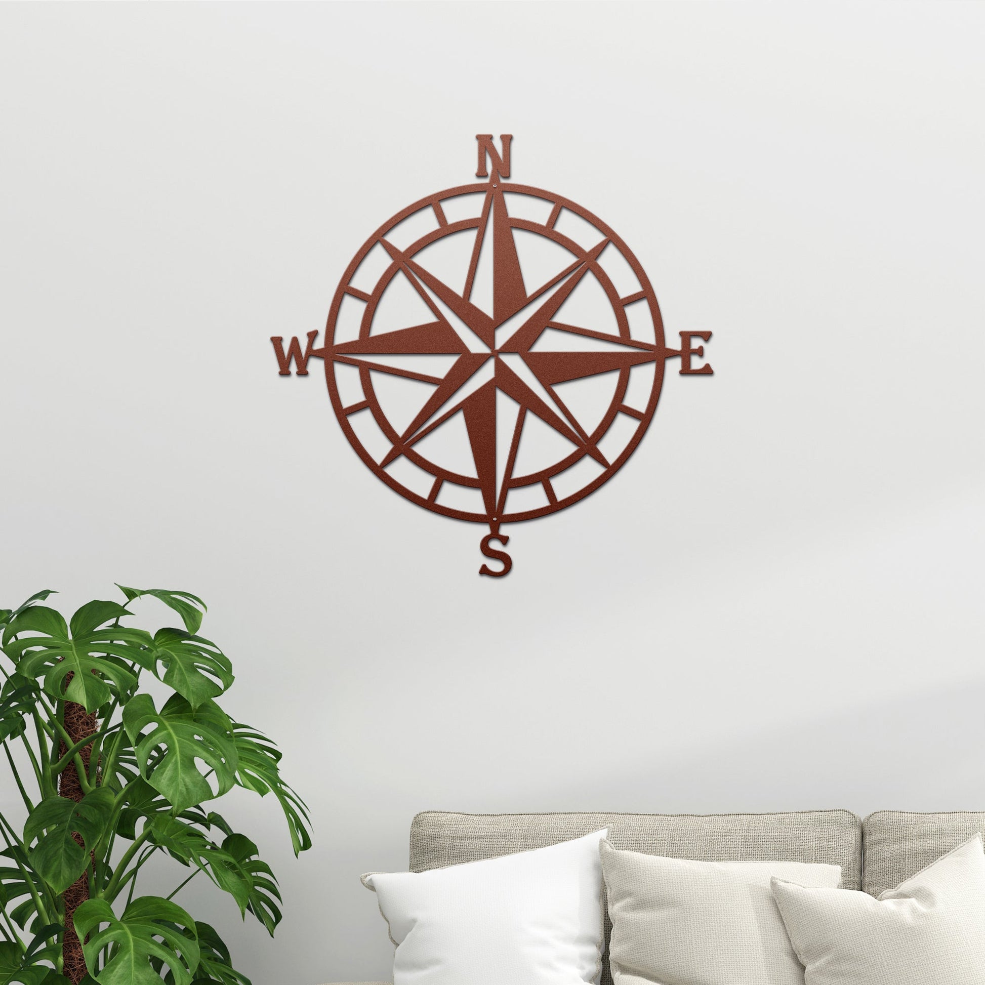 Decorative compass rose metal artwork for personalized home decor