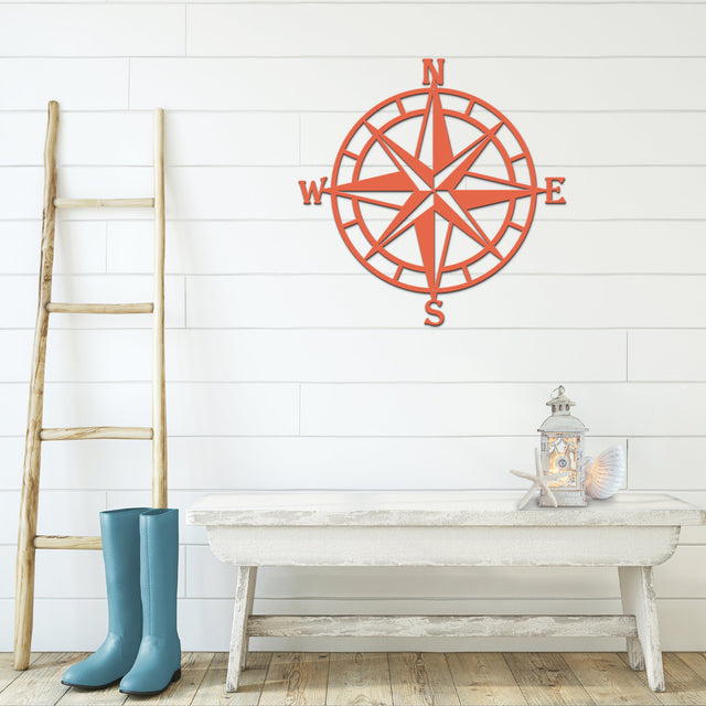 Personalized compass rose metal art for garden and home decoration