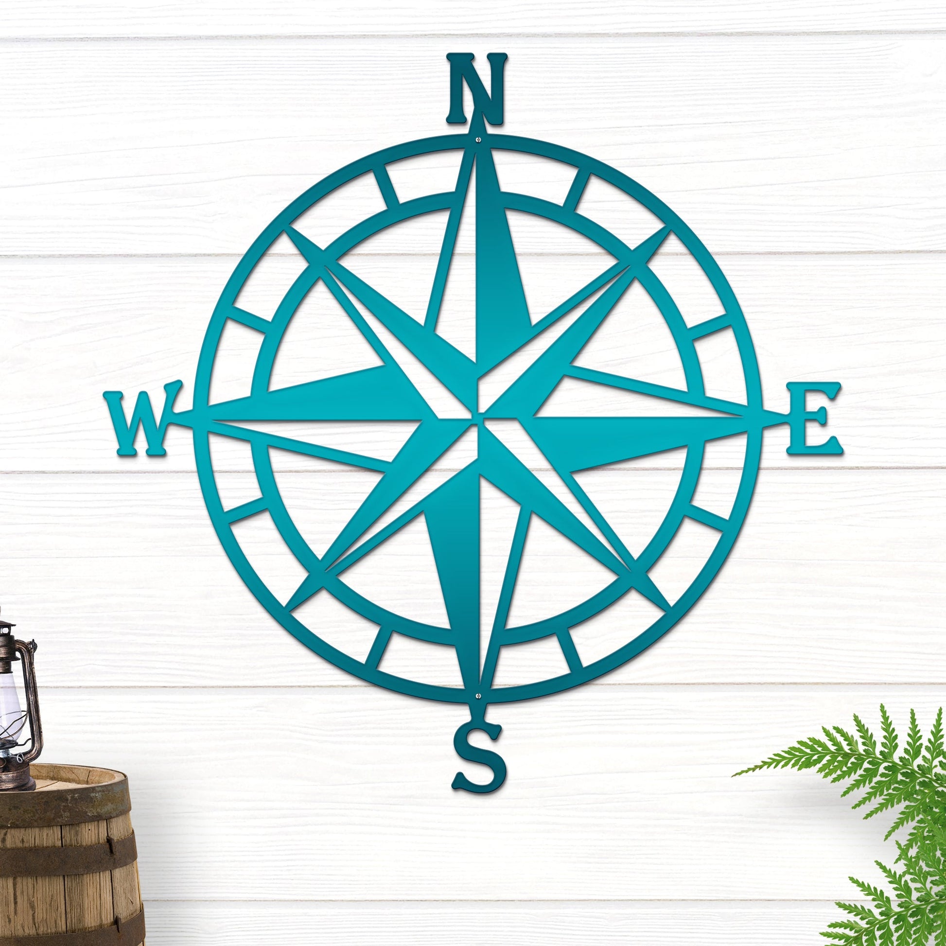 Personalized compass rose metal art for garden and home decoration wall decor light color blue