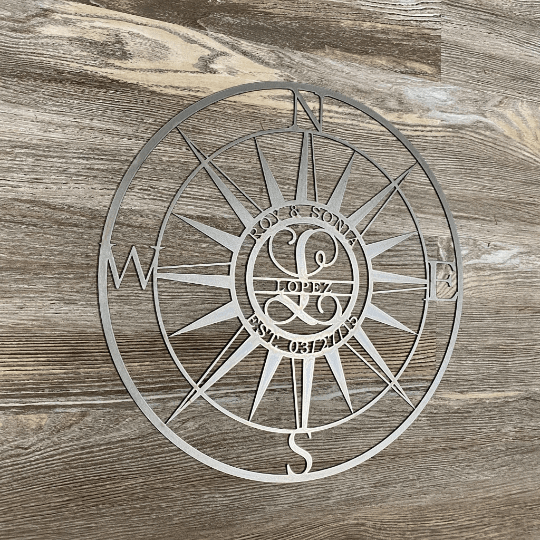 Personalized Compass with Monogram Letter - Personalized Nautical Wall Art, Family Name & Date - Indoor Outdoor Metal Decor, Housewarming or Wedding Gift for Couples - HouseSensationsArt