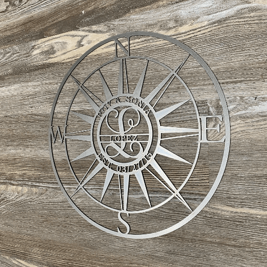 Personalized Compass with Monogram Letter - Personalized Nautical Wall Art, Family Name & Date - Indoor Outdoor Metal Decor, Housewarming or Wedding Gift for Couples - HouseSensationsArt