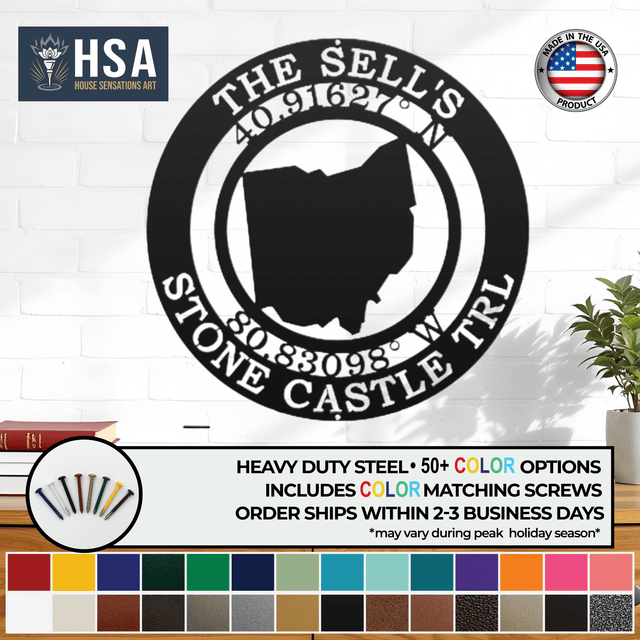 Personalized Coordinates Sign – Custom Metal Wall Decor - HouseSensationsArt