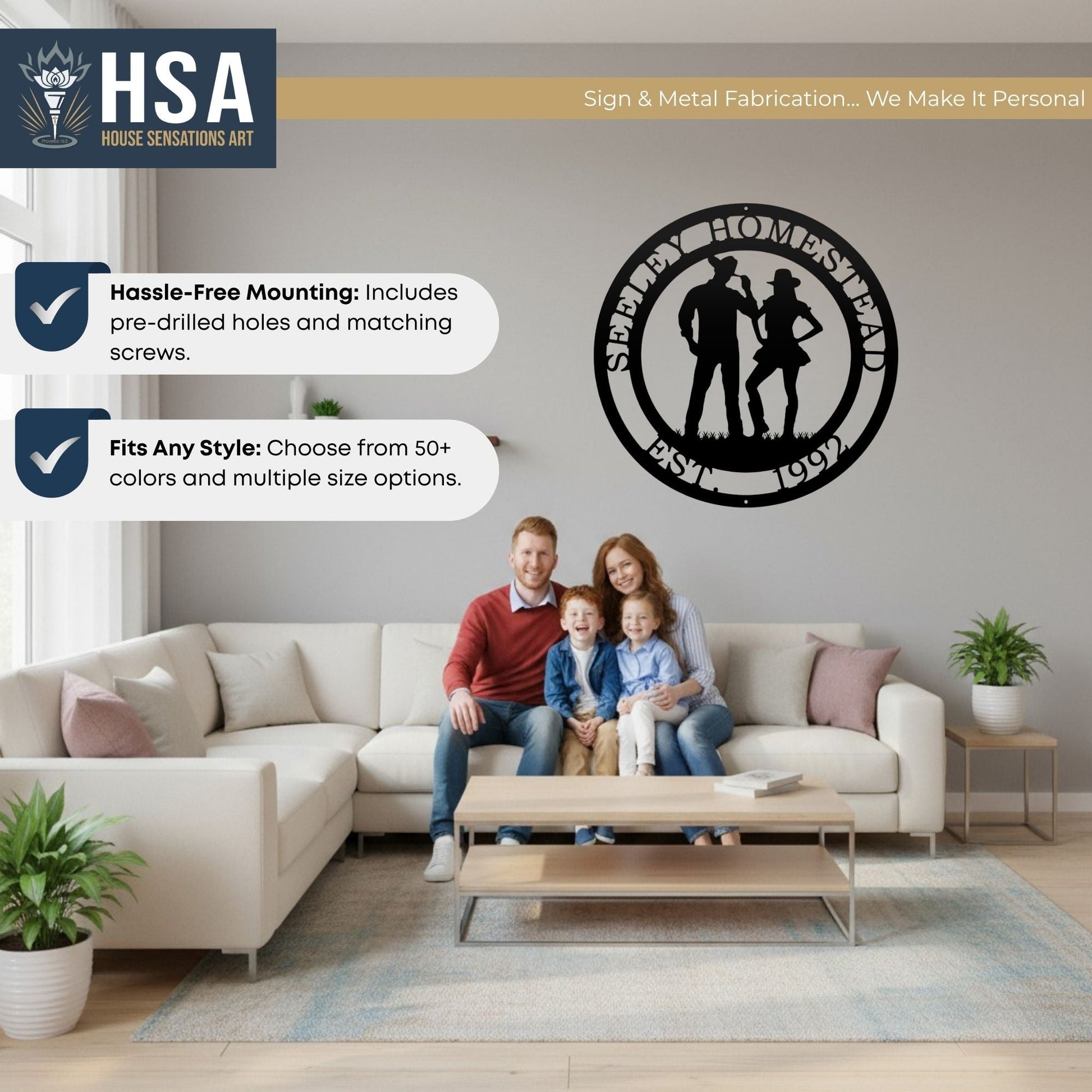 Personalized Cowboy Sign – Metal Ranch & Western Farmhouse Decor - HouseSensationsArt