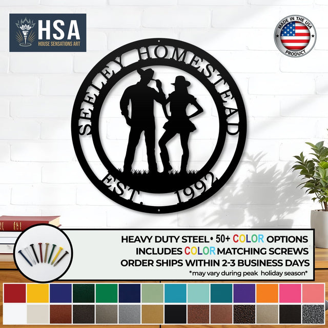 Personalized Cowboy Sign – Metal Ranch & Western Farmhouse Decor - HouseSensationsArt