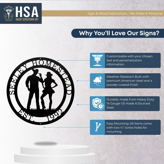 Personalized Cowboy Sign – Metal Ranch & Western Farmhouse Decor - HouseSensationsArt