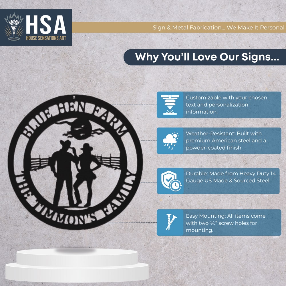 Personalized Cowboy Sign – Metal Ranch & Western Farmhouse Decor - HouseSensationsArt