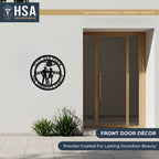 Custom metal Cowgirl sign, decorative outdoor wall art mounted on house exterior, powder coated plaque with HSA branding