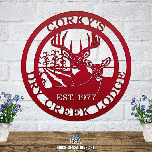 Personalized Deer Sign with Oak Tree - Custom Metal House Number Plaque - Perfect for Outdoor Decor in Gardens, Yards, or Farms - Ideal Housewarming Gift for Animal Lovers - HouseSensationsArt