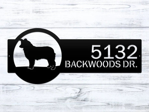 Personalized house address metal sign with bear silhouette on wooden background, front door outdoor plaque, rustic home décor
