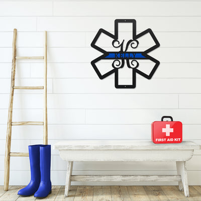 Personalized EMS address sign – custom metal Star of Life plaque for paramedic homes