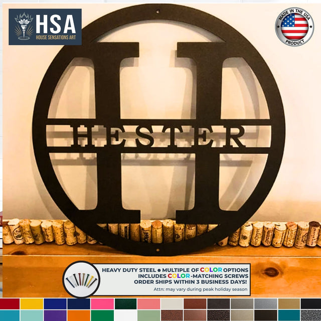 Personalized Family Modern Round Metal Wall Decor Name Fence Gate Sign, Personalized Sign, Front Monogram Door Decor - TTS - HouseSensationsArt