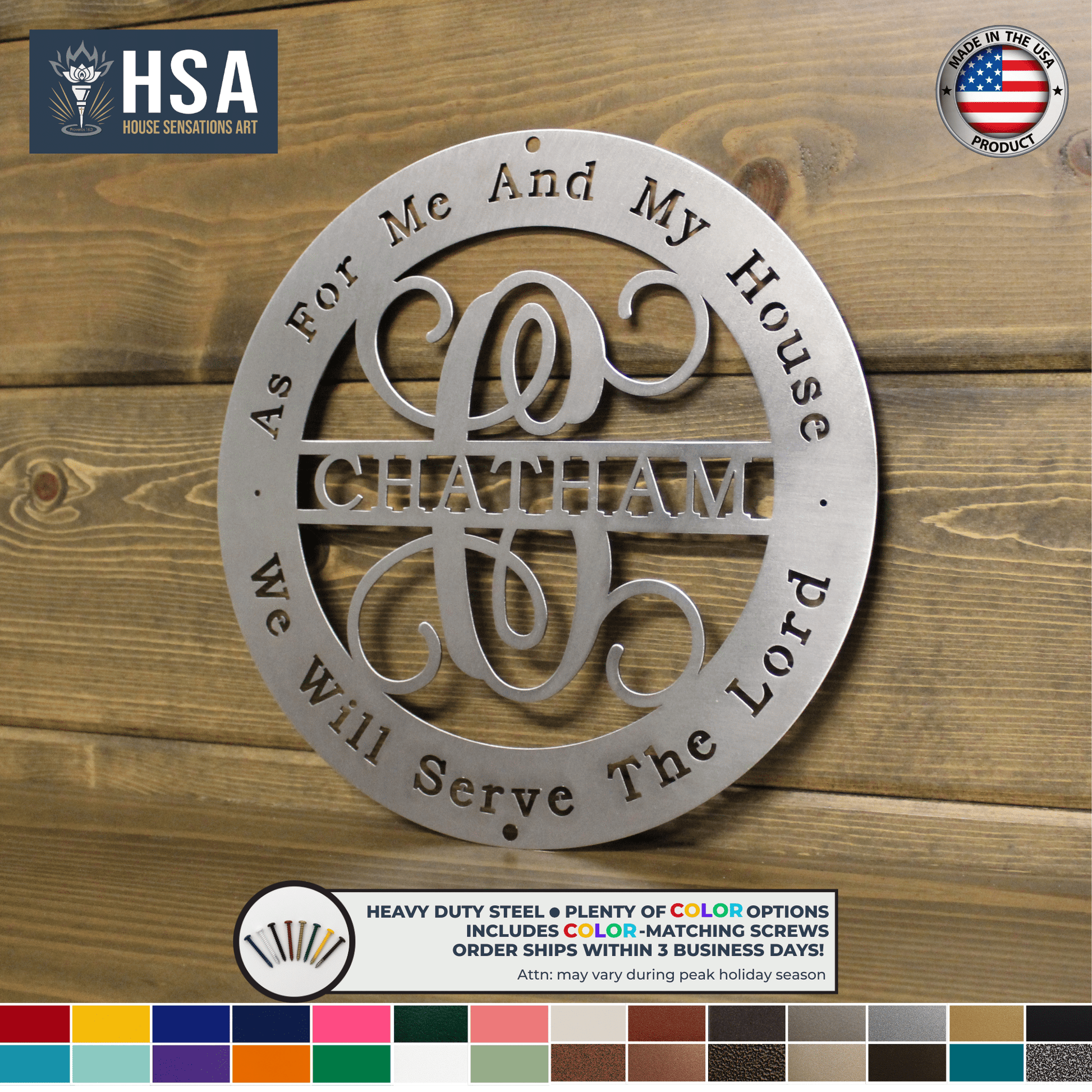 Personalized Family Name Metal Sign Biblical Quote Home Metal Wall Decor, Christian Wall Art, Outdoor Indoor Faith Sign - TTS - HouseSensationsArt