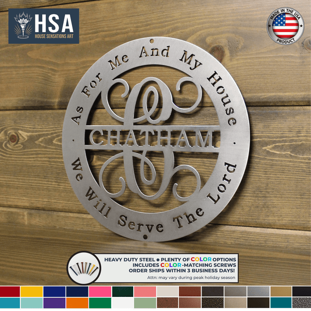 Personalized Family Name Metal Sign Biblical Quote Home Metal Wall Decor, Christian Wall Art, Outdoor Indoor Faith Sign - TTS - HouseSensationsArt