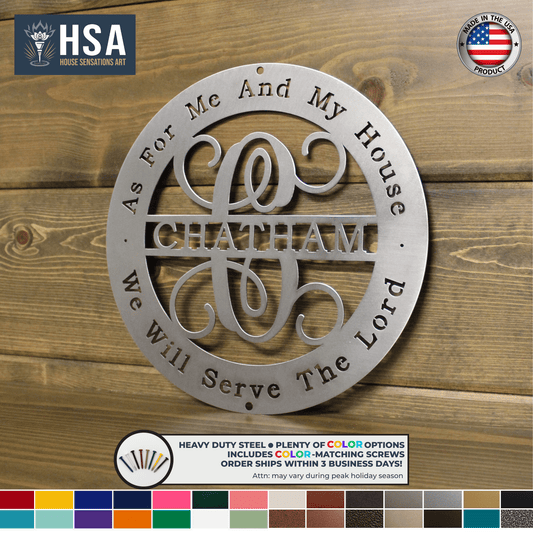 Personalized Family Name Metal Sign Biblical Quote Home Metal Wall Decor, Christian Wall Art, Outdoor Indoor Faith Sign - TTS - HouseSensationsArt