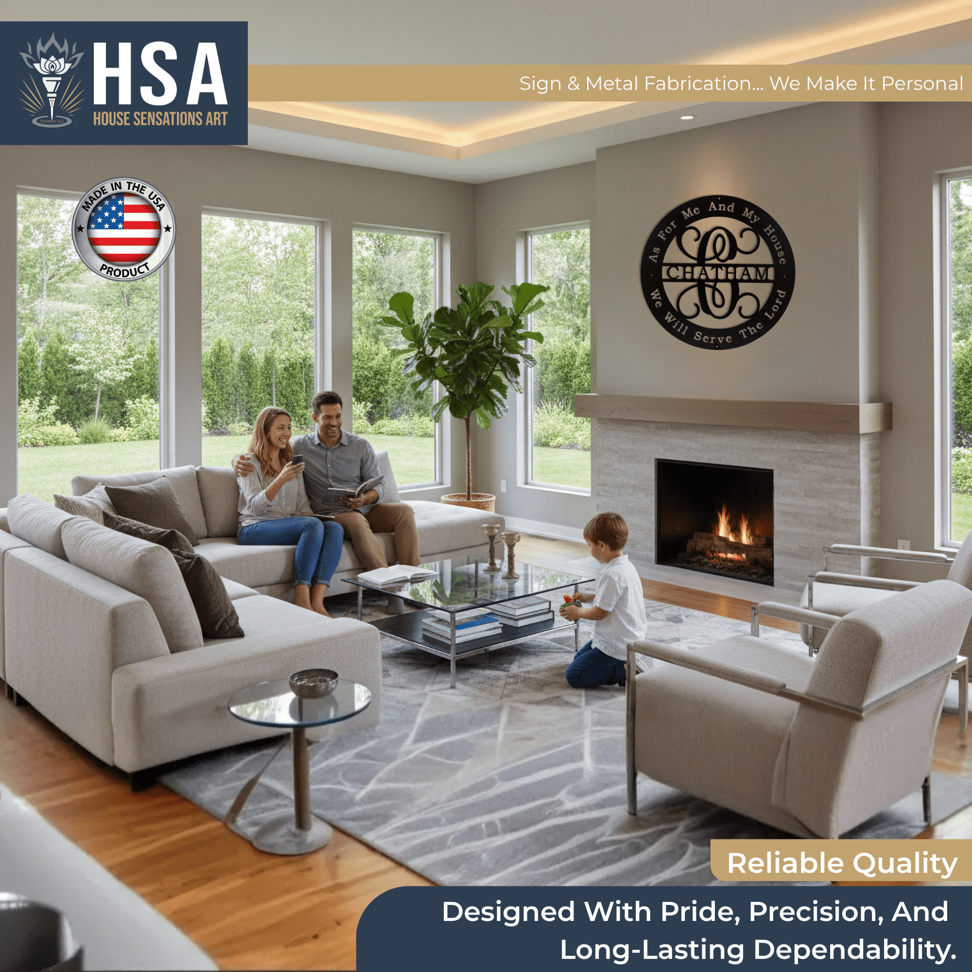 Personalized Family Name Metal Sign Biblical Quote Home Metal Wall Decor, Christian Wall Art, Outdoor Indoor Faith Sign - TTS - HouseSensationsArt