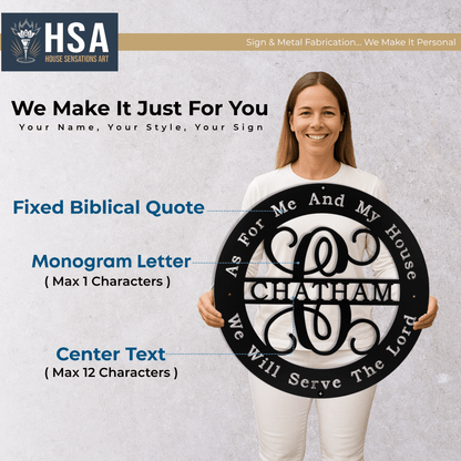 Personalized Family Name Metal Sign Biblical Quote Home Metal Wall Decor, Christian Wall Art, Outdoor Indoor Faith Sign - TTS - HouseSensationsArt