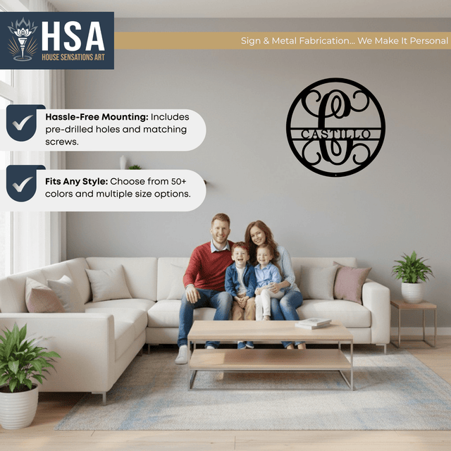 Personalized Family Sign, Monogram Wall Art, Home Entryway Decor, Wedding Gift Idea - TTS - HouseSensationsArt