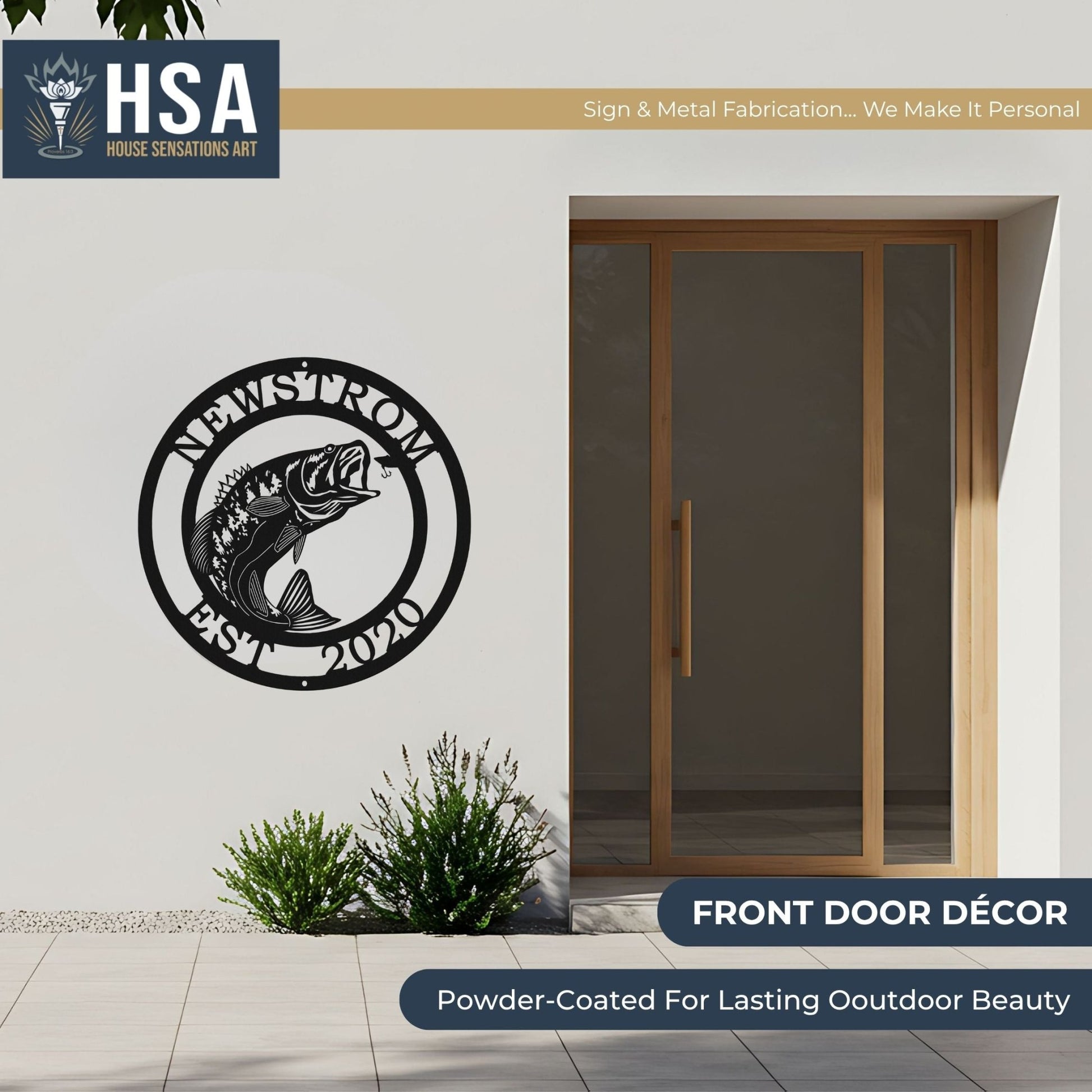 Personalized Fish Metal Signs – Walleye Address Decor for Yard & Cabin - HouseSensationsArt