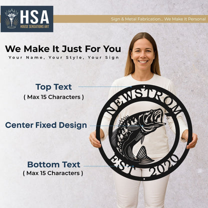 Personalized Fish Metal Signs – Walleye Address Decor for Yard & Cabin - HouseSensationsArt