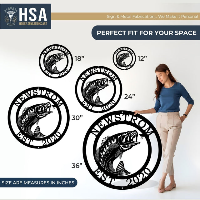 Personalized Fish Metal Signs – Walleye Address Decor for Yard & Cabin - HouseSensationsArt