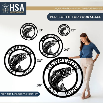 Personalized Fish Metal Signs – Walleye Address Decor for Yard & Cabin - HouseSensationsArt