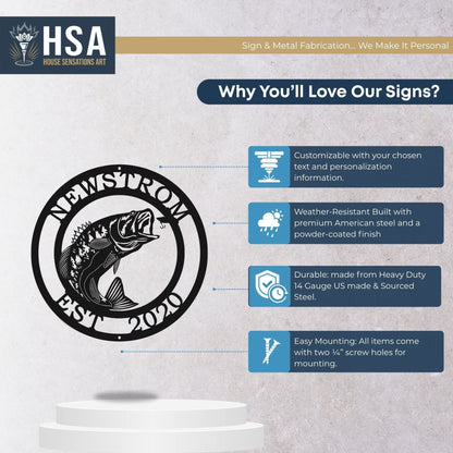 Personalized Fish Metal Signs – Walleye Address Decor for Yard & Cabin - HouseSensationsArt