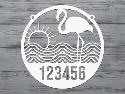 Personalized Flamingos Address Sign – Tropical Metal Wall Decor - HouseSensationsArt