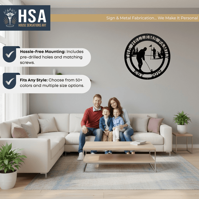 Personalized Golf Wall Art for Homes, Offices & Clubhouses Custom Golf Metal Sign, Golfer Gift Idea, Sports Decor - TTS - HouseSensationsArt