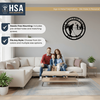 Personalized Golf Wall Art for Homes, Offices & Clubhouses Custom Golf Metal Sign, Golfer Gift Idea, Sports Decor - TTS - HouseSensationsArt