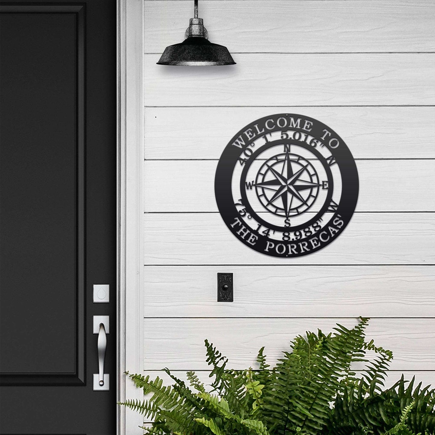 Personalized GPS Compass Metal Quote Sign - Personalized Nautical Wall Art, Family Name & Date - Indoor Outdoor Metal Decor, Housewarming or Wedding Gift for Couples - HouseSensationsArt
