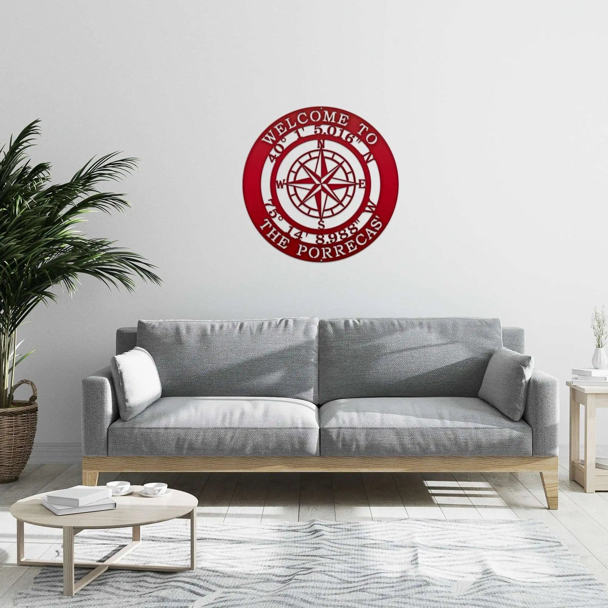 Personalized GPS Compass Metal Quote Sign - Personalized Nautical Wall Art, Family Name & Date - Indoor Outdoor Metal Decor, Housewarming or Wedding Gift for Couples - HouseSensationsArt