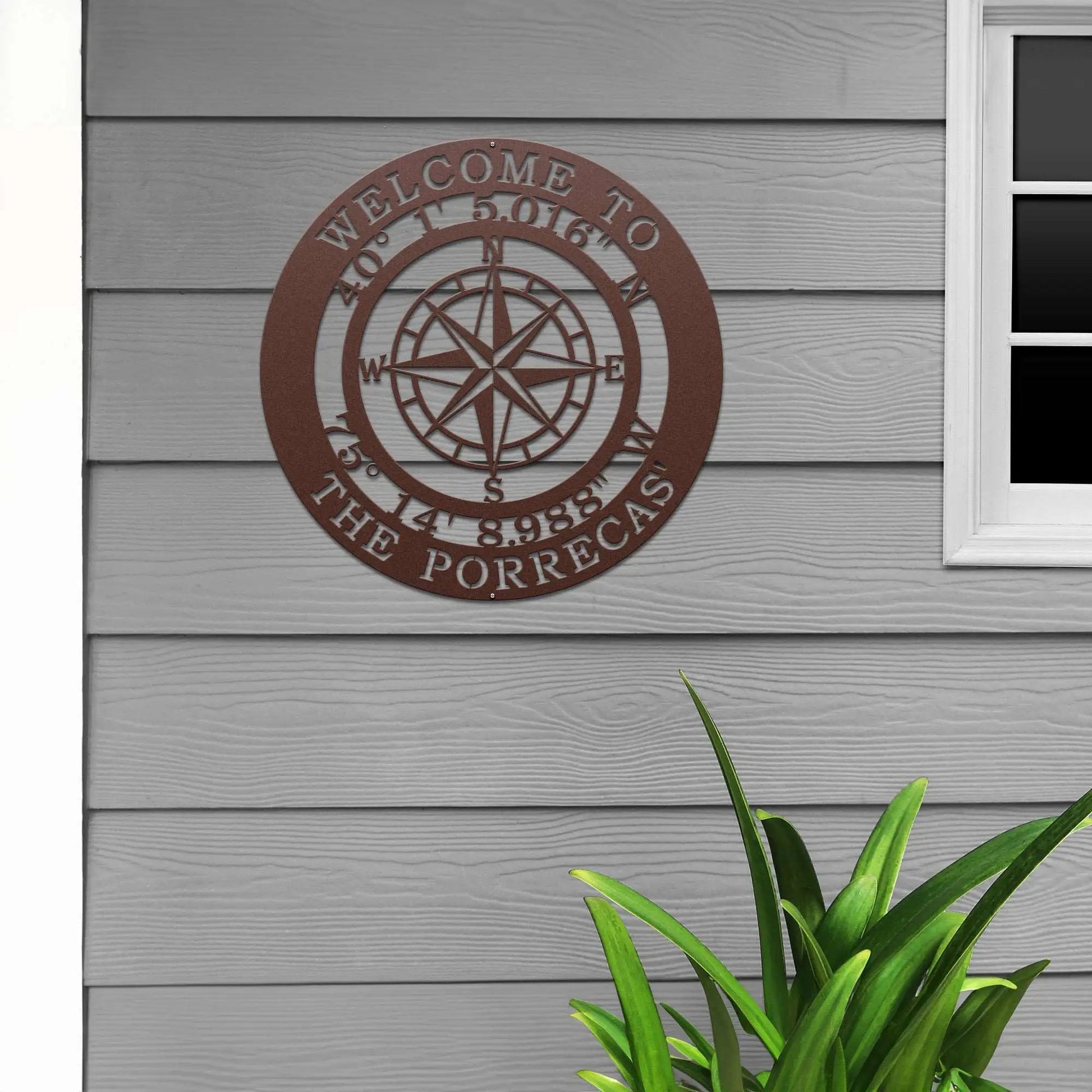 Personalized GPS Compass Metal Quote Sign - Personalized Nautical Wall Art, Family Name & Date - Indoor Outdoor Metal Decor, Housewarming or Wedding Gift for Couples - HouseSensationsArt