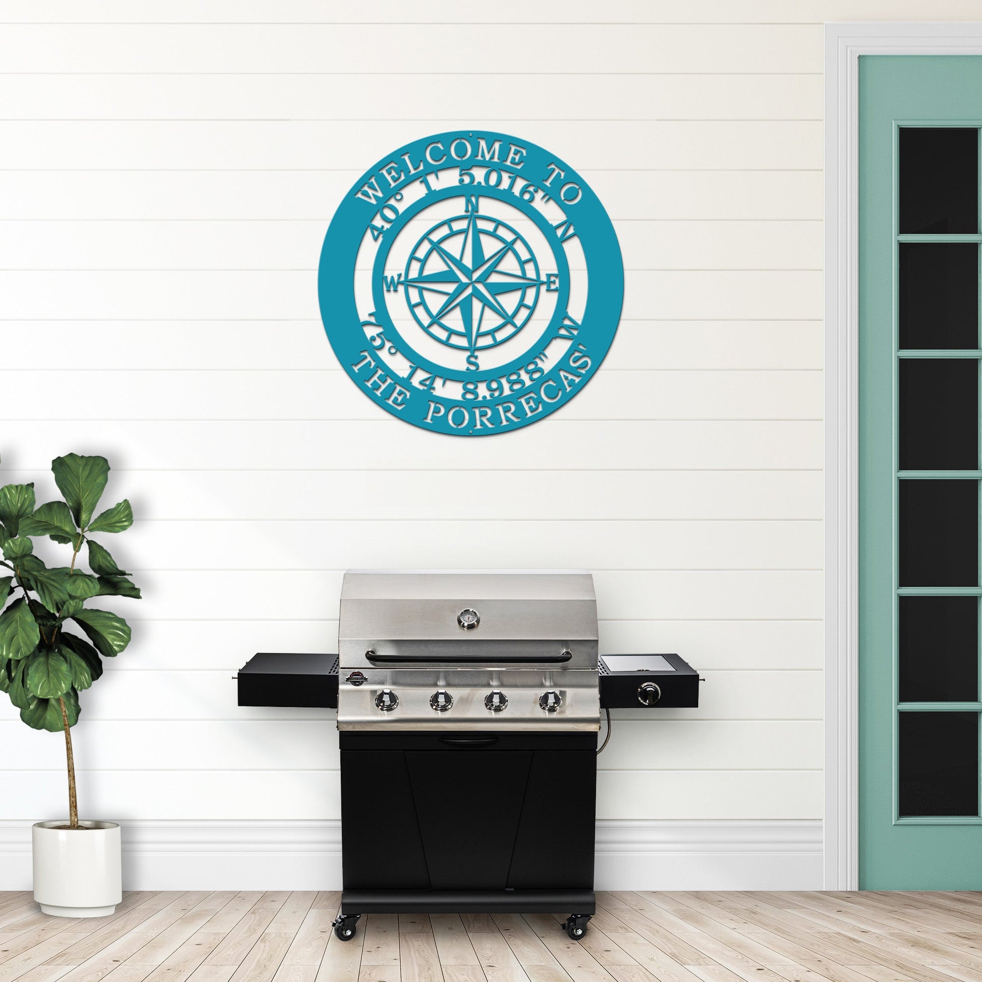 Personalized GPS Compass Metal Quote Sign - Personalized Nautical Wall Art, Family Name & Date - Indoor Outdoor Metal Decor, Housewarming or Wedding Gift for Couples - HouseSensationsArt