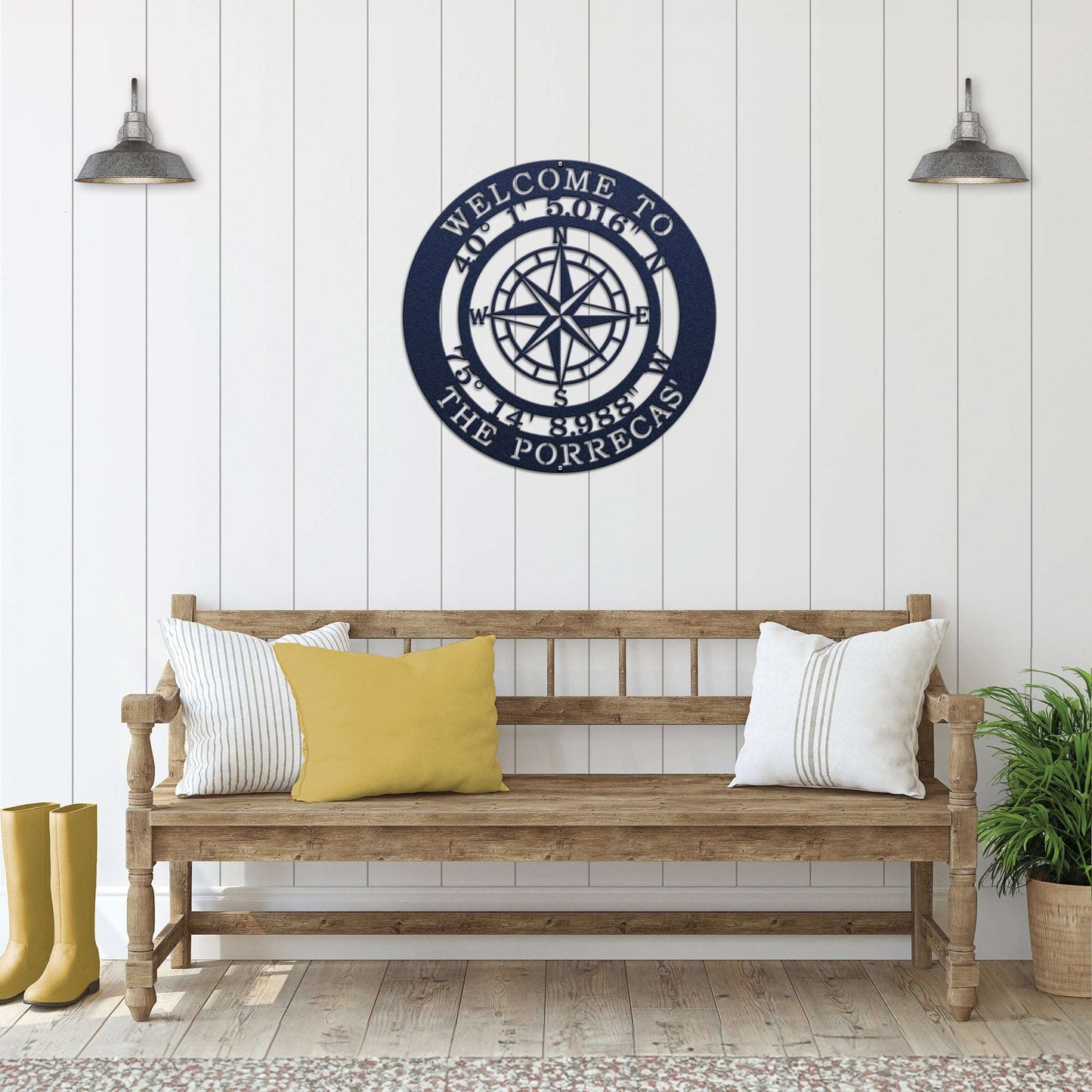 Personalized GPS Compass Metal Quote Sign - Personalized Nautical Wall Art, Family Name & Date - Indoor Outdoor Metal Decor, Housewarming or Wedding Gift for Couples - HouseSensationsArt