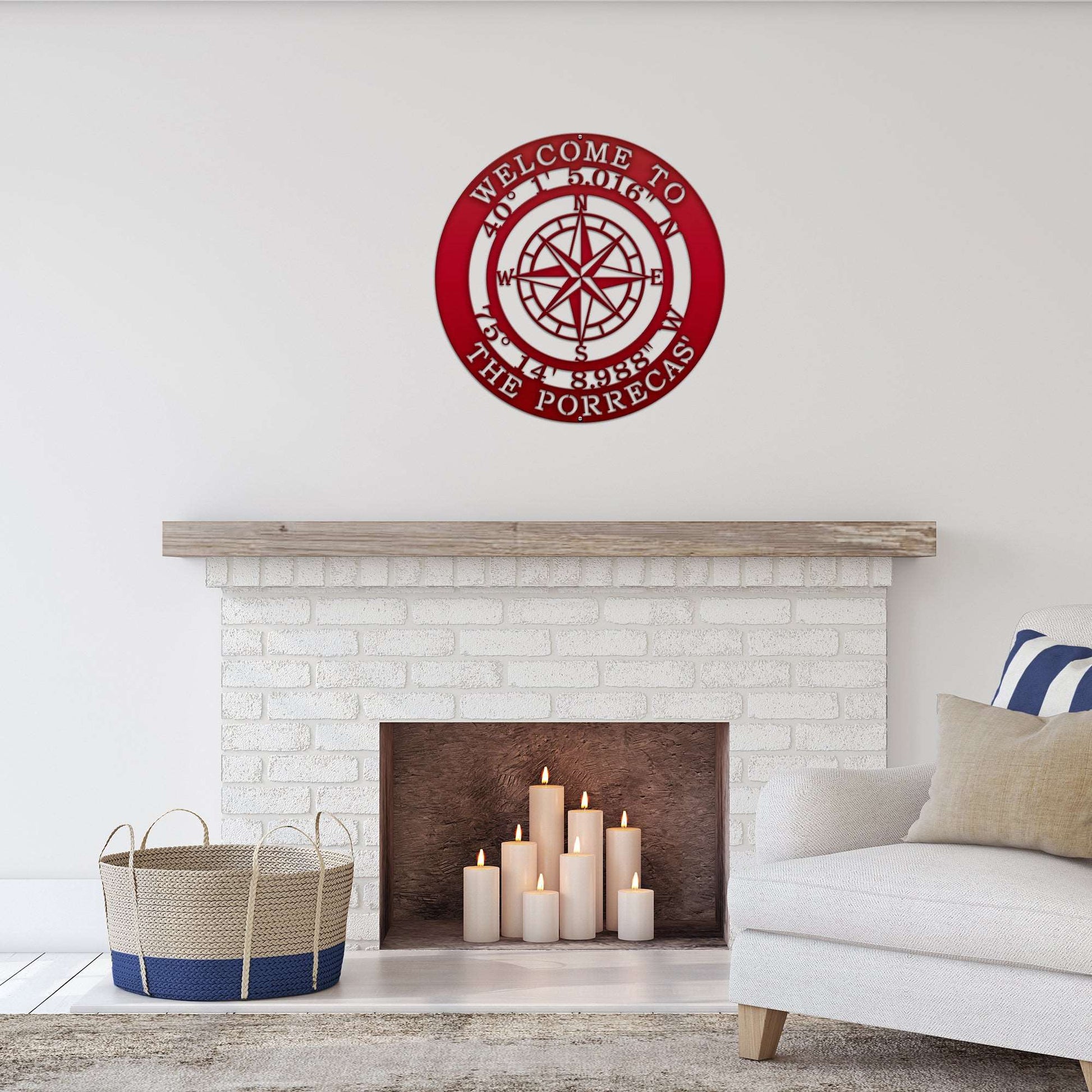 Personalized GPS Compass Metal Quote Sign - Personalized Nautical Wall Art, Family Name & Date - Indoor Outdoor Metal Decor, Housewarming or Wedding Gift for Couples - HouseSensationsArt