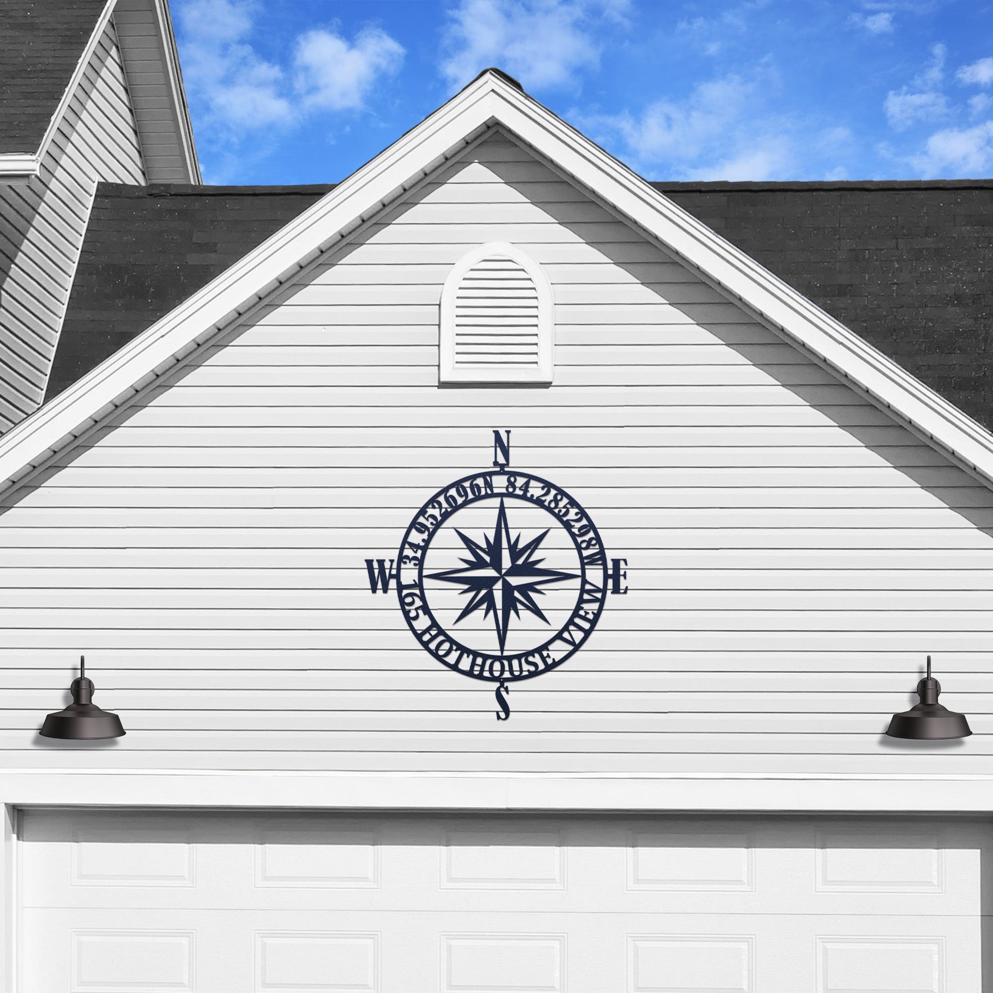 Personalized GPS Compass Metal Sign – Nautical Wall Art for Home Decor Compass Sign House Sensations Art