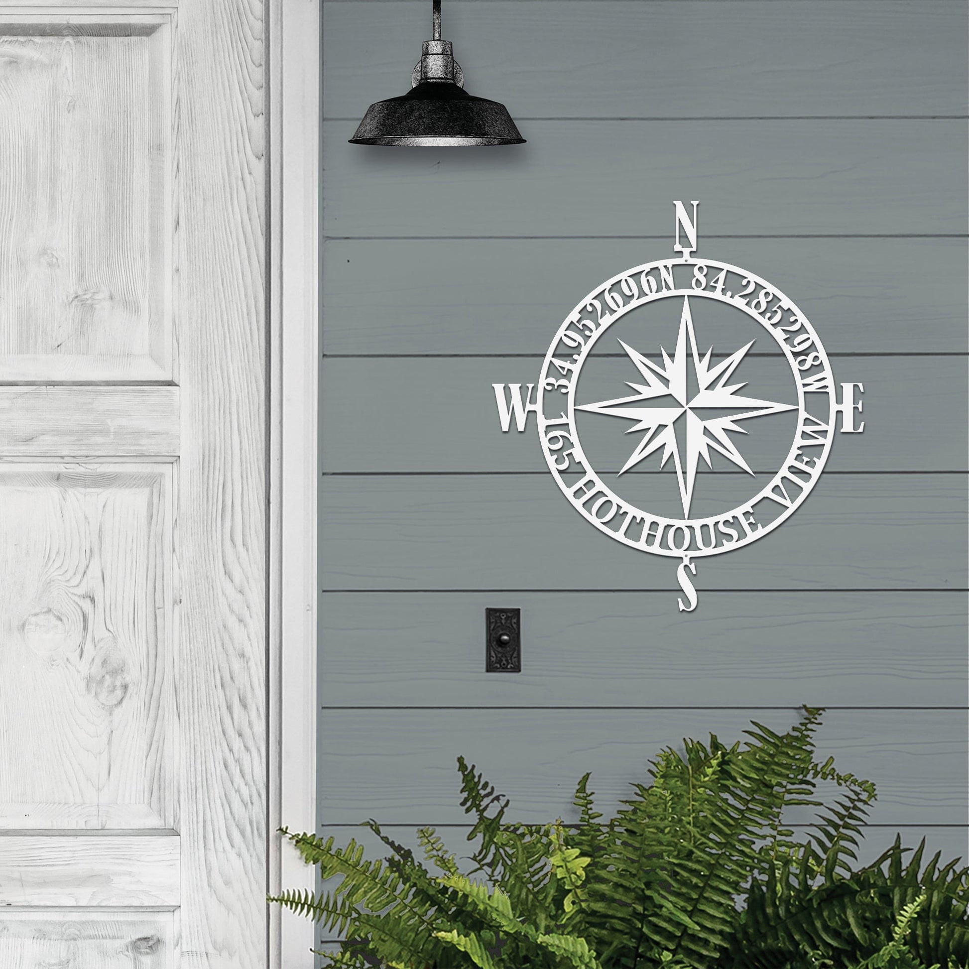 Personalized GPS Compass Metal Sign – Nautical Wall Art for Home Decor Compass Sign House Sensations Art
