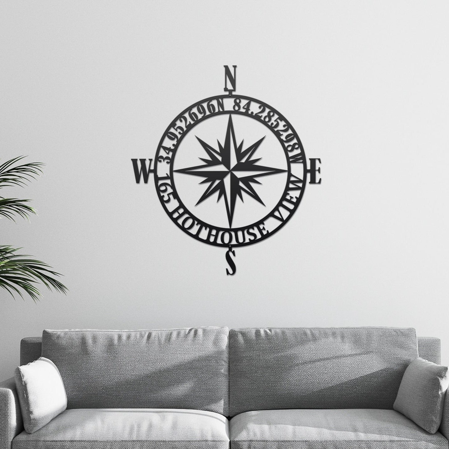 Personalized GPS Compass Metal Sign – Nautical Wall Art for Home Decor Compass Sign House Sensations Art