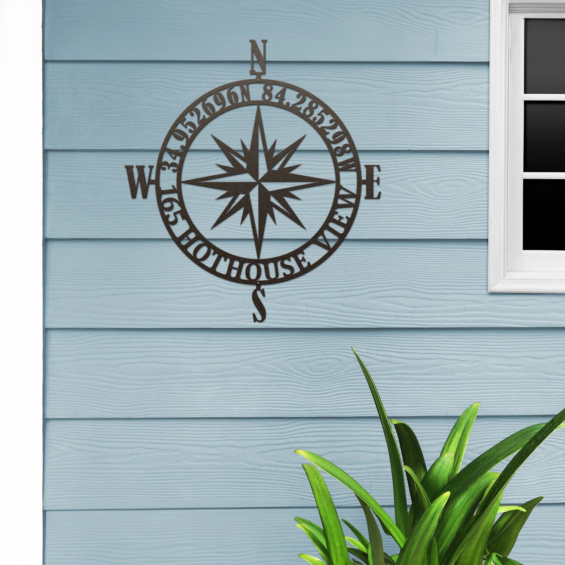 Personalized GPS Compass Metal Sign – Nautical Wall Art for Home Decor Compass Sign House Sensations Art
