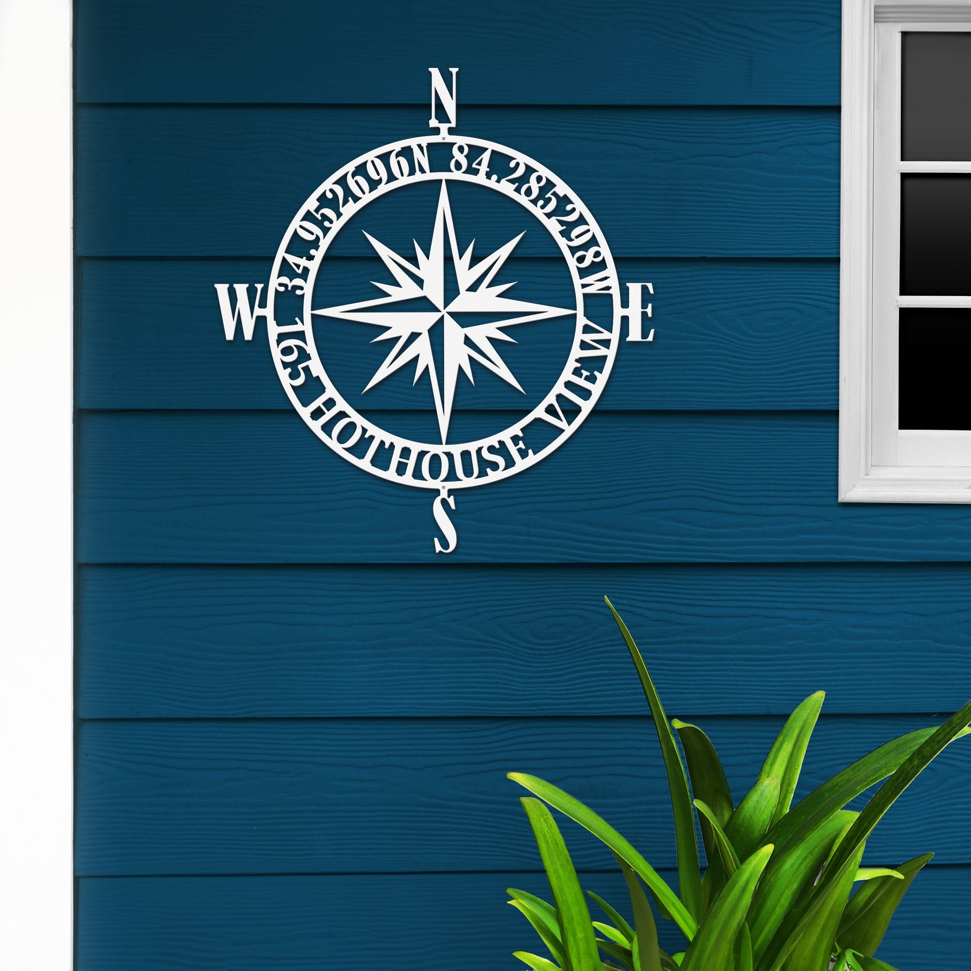 Personalized GPS Compass Metal Sign – Nautical Wall Art for Home Decor Compass Sign House Sensations Art